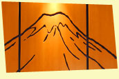 wooden mt. fuji mural